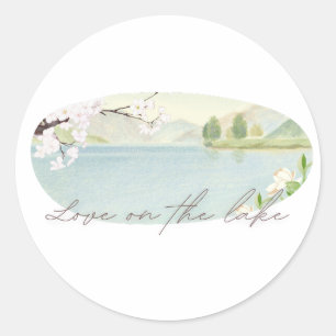 Sticker Rond Amour au bord du lac   Conception de mariage flora