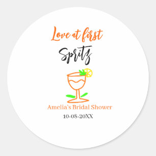 Sticker Rond Amour au premier spritz orange noir enterrement de