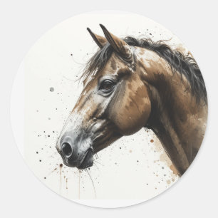 Sticker Rond Amour Beau Cheval Clydesdale Art Animalier