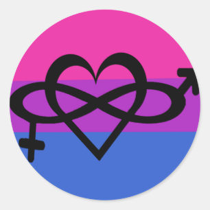 Sticker Rond Amour bisexuel d'autocollant de fierté de