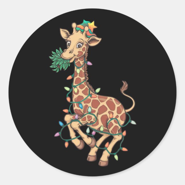 Sticker Rond Amour cadeau de Noël amusant arbre de Noël (Devant)