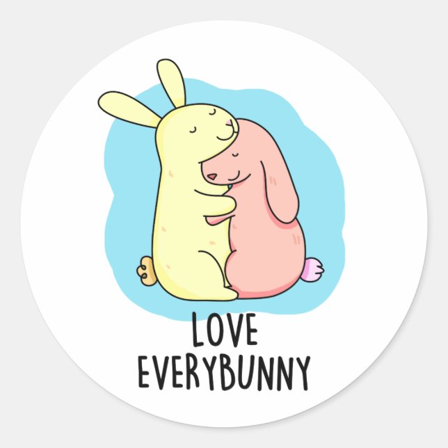 Sticker Rond Amour Chaque Lapin Drôle Lapin Pun (Devant)