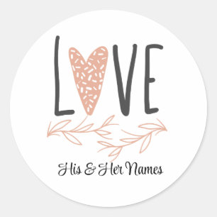 Sticker Rond Amour- Coeur Boho Saint Valentin