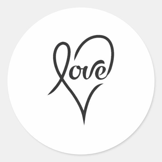 Sticker Rond Amour Coeur cursif (Devant)