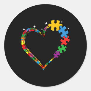 Sticker Rond Amour Coeur Puzzle Pièce Hommes Femmes Enfants Aut