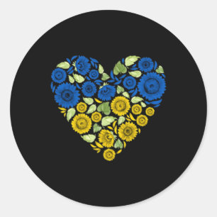 Sticker Rond Amour Coeur Ukraine tournesol Ukraine Paix pour vo