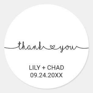 Sticker Rond Amour Coeurs Merci Mariage Faveur
