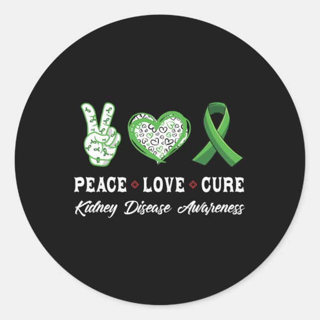 Sticker Rond Amour Cure Maladie du rein Sensibilisation Hommes  (Devant)