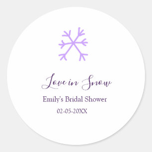 Sticker Rond Amour dans la neige douche de mariée flocons de ne