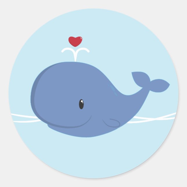 Sticker Rond Amour de baleine (Devant)