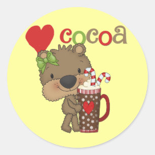 Sticker Rond Amour de cacao d'ours de fille