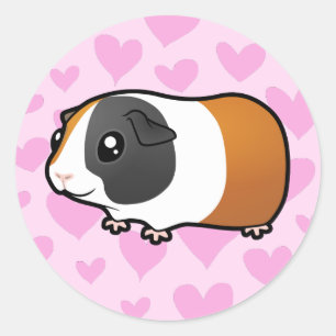 Sticker Rond Amour de cobaye (cheveux lisses)