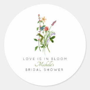 Sticker Rond Amour de Fleur Sauvage Fête de Mariage