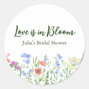 Sticker Rond Amour de Fleur Sauvage Fête de Mariage Shower en F