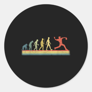 Sticker Rond Amour de l'évolution du joueur de baseball Vintage