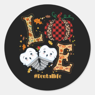 Sticker Rond Amour Dental Life Citrouille Dentiste dentaire Tom