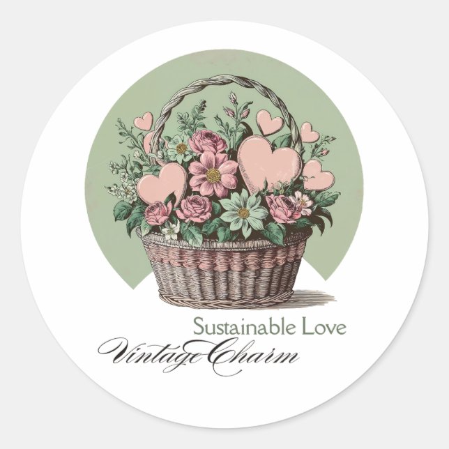 Sticker Rond Amour durable, charme Vintage (Devant)