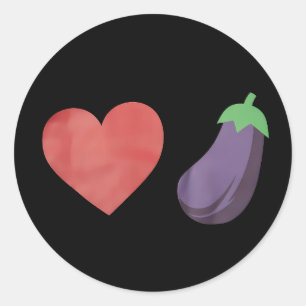 Sticker Rond Amour Eggplant Funny Gay Pride LGBTQ