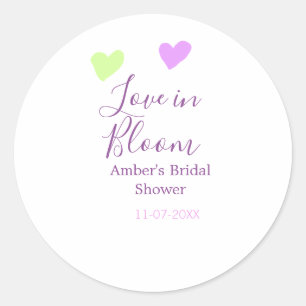 Sticker Rond Amour en fleurs cœur coloré nom de la douche de ma