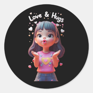 Sticker Rond Amour et câlins Design drôle unisexe pour hommes e