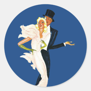 Sticker Rond Amour et romance vintage, couple de mariage modern