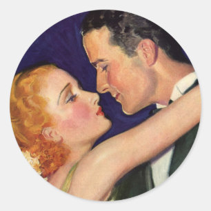 Sticker Rond Amour et romance vintage, films hollywoodiens rétr