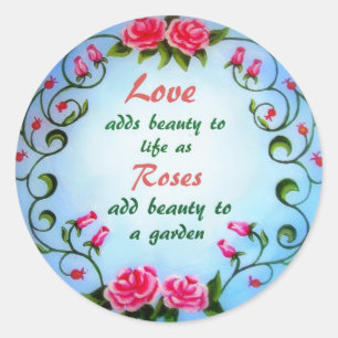 Sticker Rond Amour et Roses