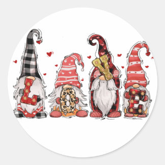 Sticker Rond Amour Gnomes Valentines