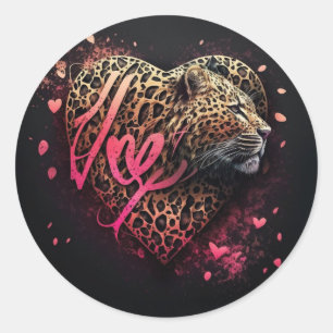 Sticker Rond Amour graffiti art cœur léopard