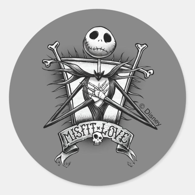 Sticker Rond Amour inadapté | Jack Skellington (Devant)