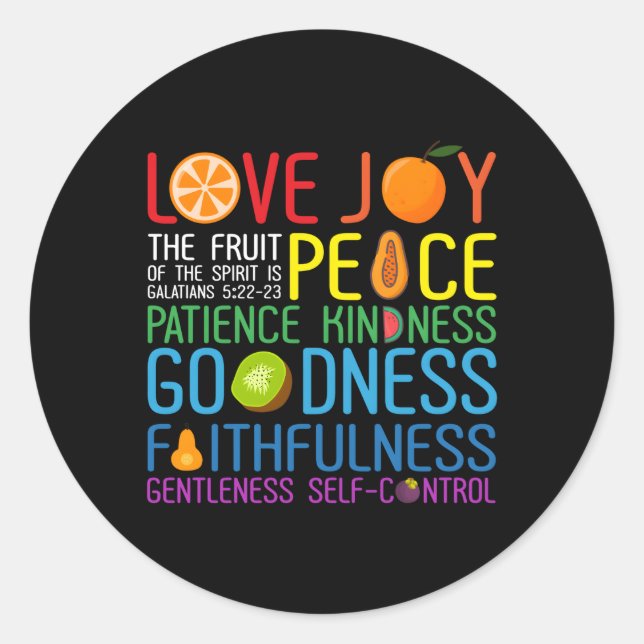 Sticker Rond Amour Joie Le Fruit De L'Esprit Est Paix Patience (Devant)