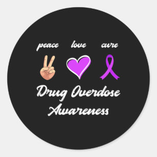 Sticker Rond Amour Médicament Cure Purple Ribbon Surdose Sensib