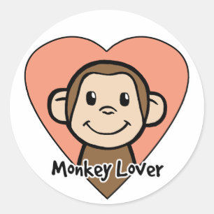 Sticker Rond Amour mignon de singe de sourire de clipart