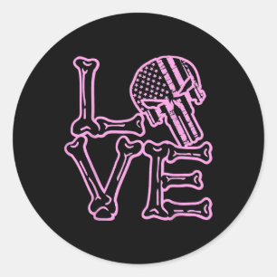 Sticker Rond Amour Os Crâne Valentine Graphisme Pour Couples