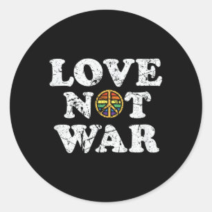 Sticker Rond Amour Pas Guerre Pro Paix Anti Guerre Vintage