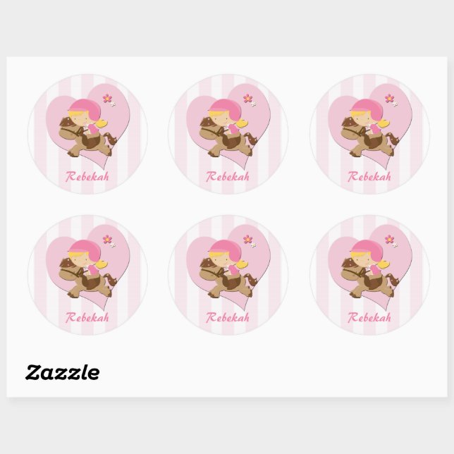 Sticker Rond Amour Personnalisé Horsérigraphie Pink Stripes (Feuille)
