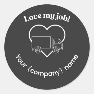 Sticker Rond Amour pour mon métier Conducteur de camion Cœur Pe