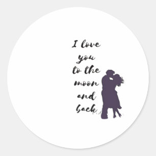 Sticker Rond Amour pour vous jusqu'à la lune et retour Couple C