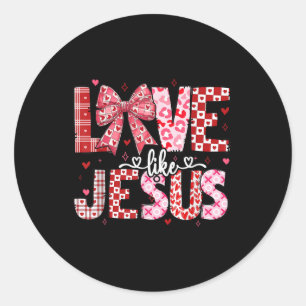 Sticker Rond Amour Rétro Comme Jésus Coquette Coeur Bow Jesus V