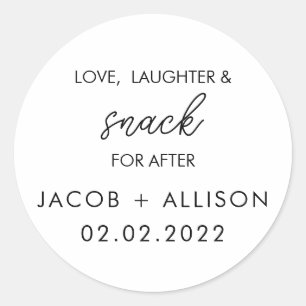 Sticker Rond Amour rire & collation élégance mariage faveur
