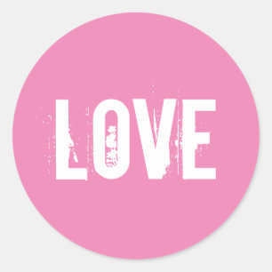 Sticker Rond Amour rose