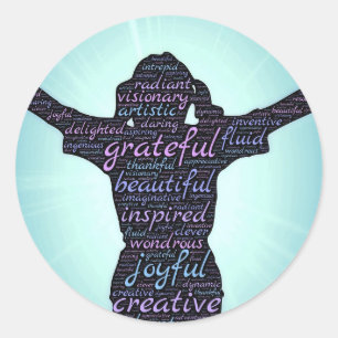 Sticker Rond Amour Vie : Inspiration...Gratitude...Joie