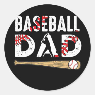 Sticker Rond Amoureux De Baseball Papa Baseball Pour Fête des p