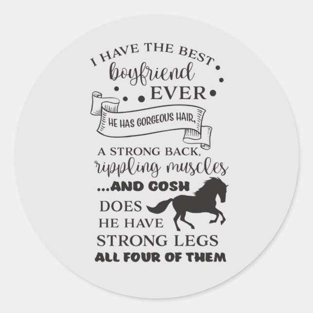 Sticker Rond amoureux de cheval drôle petit ami mot art (Devant)