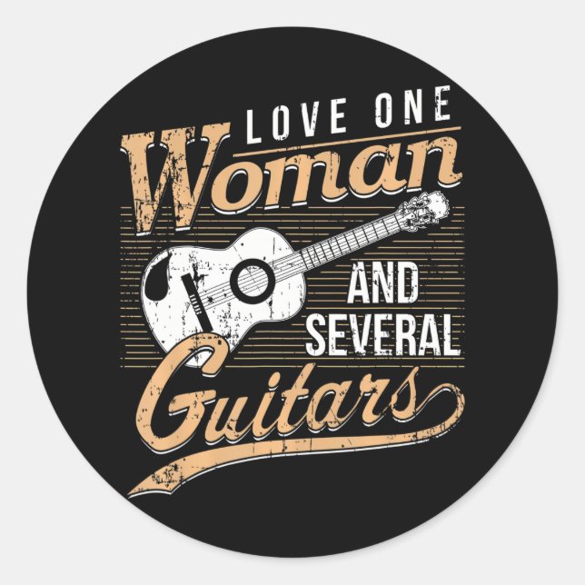 Sticker Rond Amoureux de guitare drôle Groupe de musiciens guit (Devant)