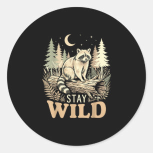 Sticker Rond Amoureux de la nature des ratons laveurs restez sa