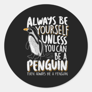 Sticker Rond Amoureux de manchots &amp; Manchots mignons toujou
