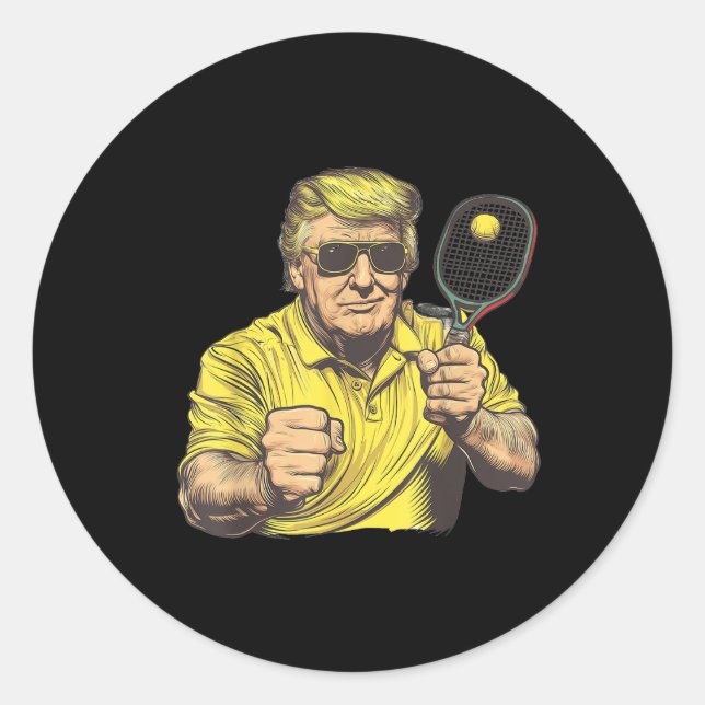 Sticker Rond Amoureux de Pickleball amusant Graphics Pickle Bal (Devant)