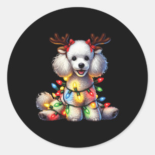 Sticker Rond Amoureux des animaux animaux Noël Poodle Chien Rei