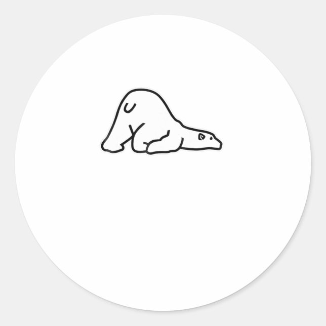 Sticker Rond Amoureux des animaux de l'ours polaire Lazy Cute (Devant)